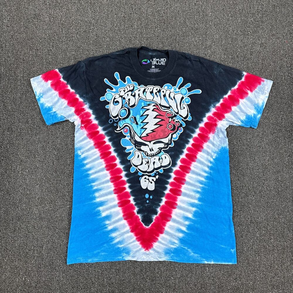 Liquid Blue Grateful Dead Splash Skeleton Tie Dye Shirt Mens Graphic Size Medium